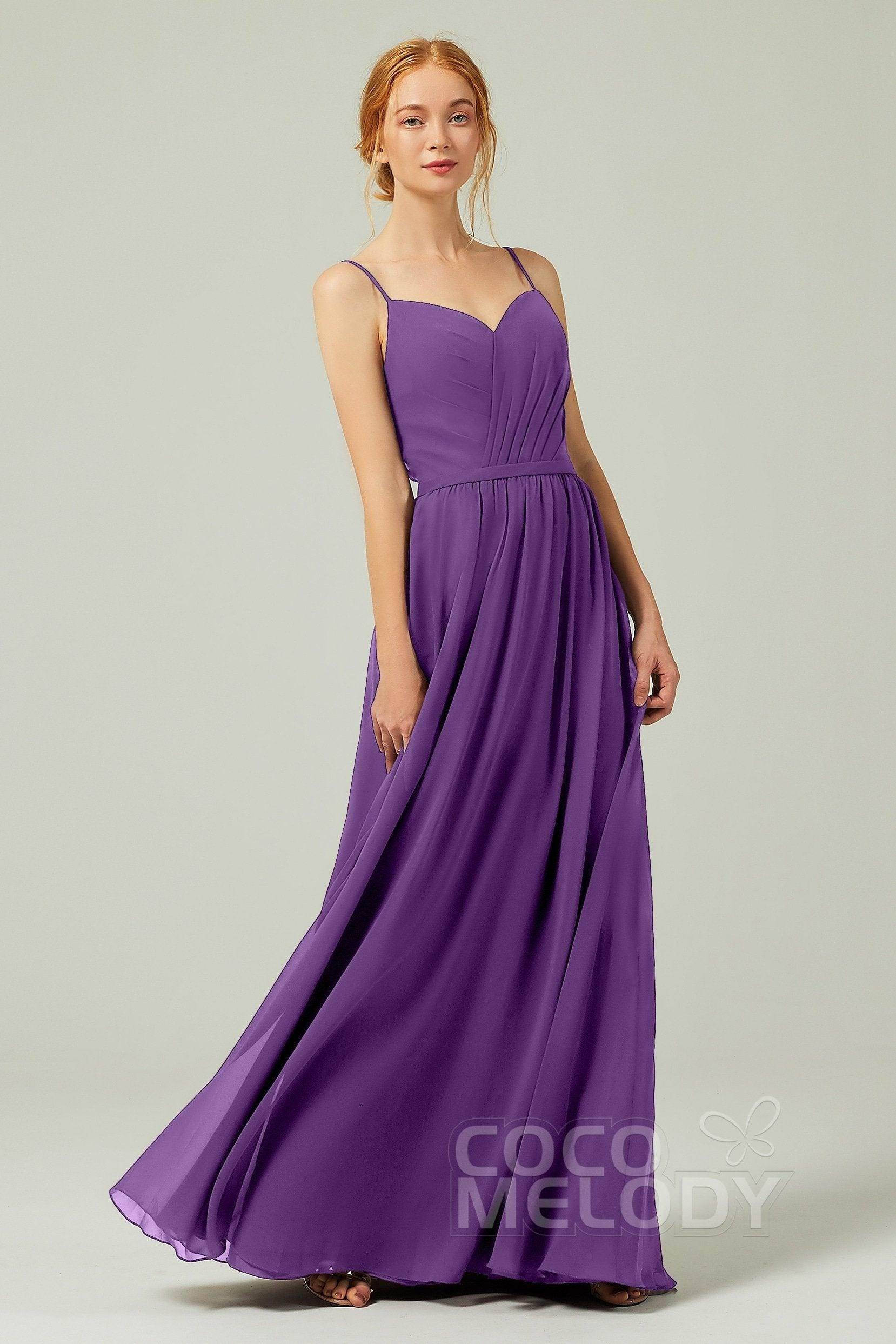 A-Line Floor Length Chiffon Bridesmaid Dress CB0296 - COCOMELODY